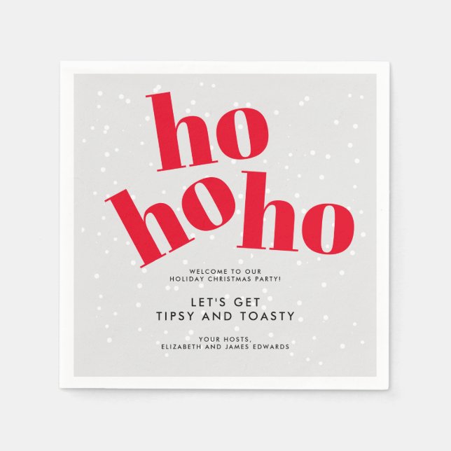 Hohoho Let's Get Tipsy and Toasty Christmas Party Napkins (Front)