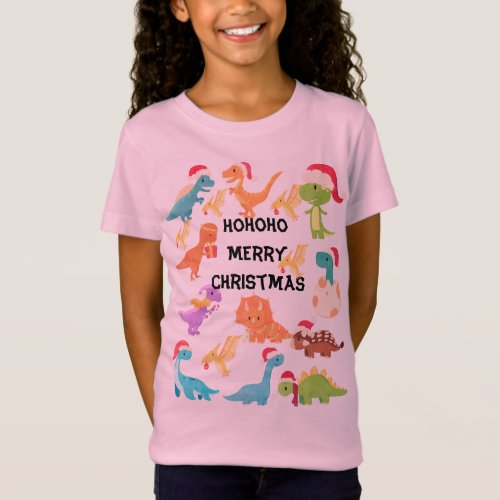 HoHoHo Merry Christmas Dinosaur  T_Shirt