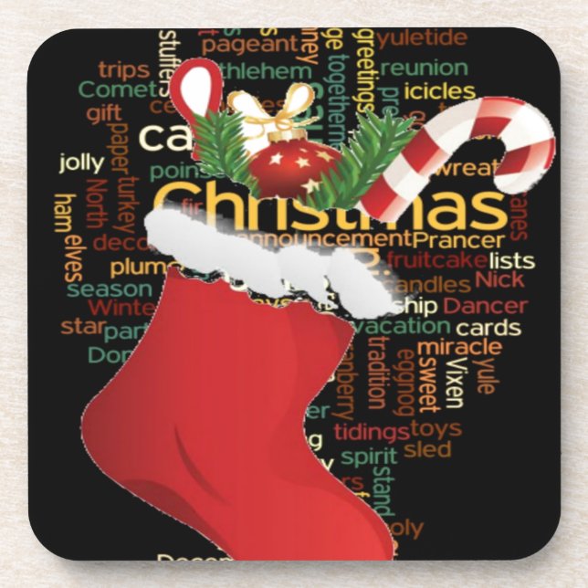 HoHoHo! Merry Christmas GIFTS and a Happy New Year Beverage Coaster (Front)