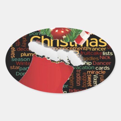 HoHoHo Merry Christmas GIFTS and a Happy New Year Oval Sticker