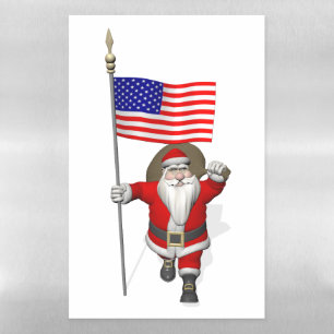 Hohoho Santa Claus With Star Spangled Banner Magnetic Dry Erase Sheet