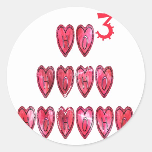 Hohoho Santa cool hearts text Christmas love desi Classic Round Sticker