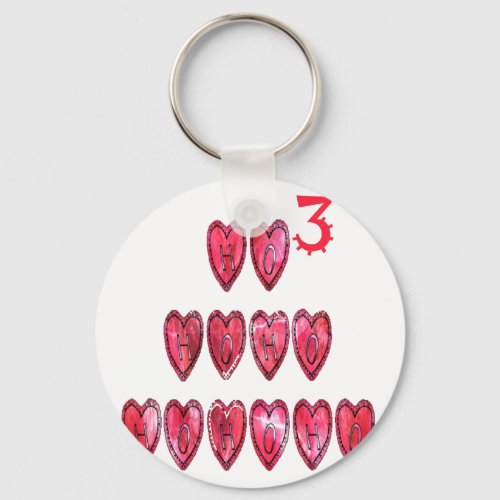 Hohoho Santa cool hearts text Christmas love desi Keychain