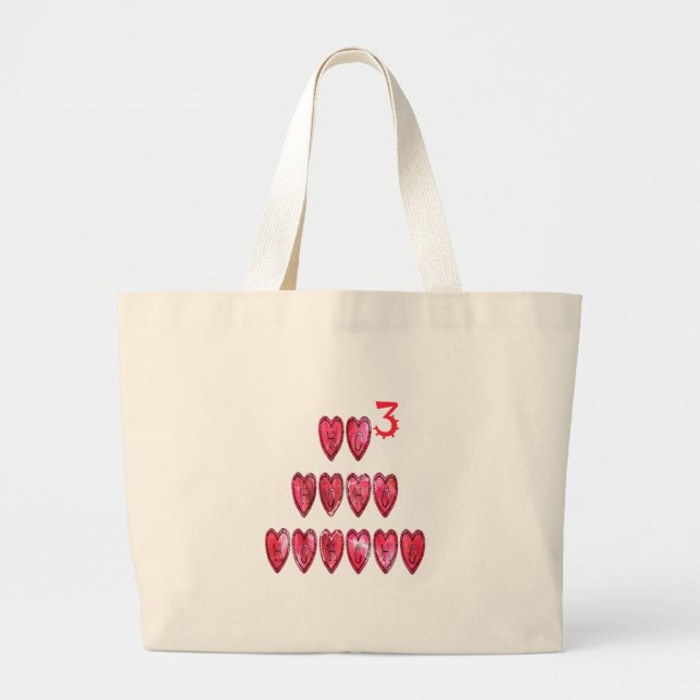 Hohoho! Santa cool hearts text Christmas love desi Large Tote Bag (Front)