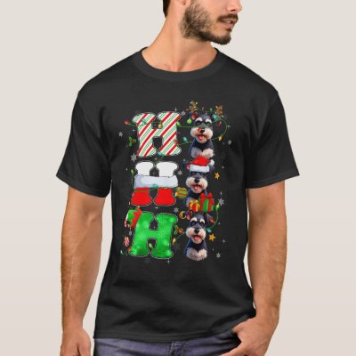 Hohoho Schnauzer Dog Santa Elf Hat Reindeer Christ T-Shirt