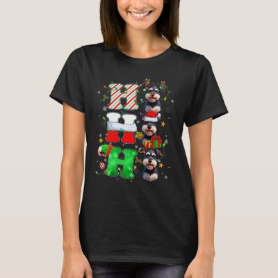 Hohoho Schnauzer Dog Santa Elf Hat Reindeer Christ T-Shirt