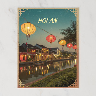 Hoi An Lantern Town in Golden Retro Tone Postcard