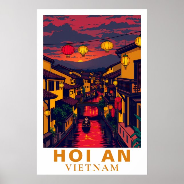 Hoi An Vietnam Vintage Travel Lanterns Poster (Front)