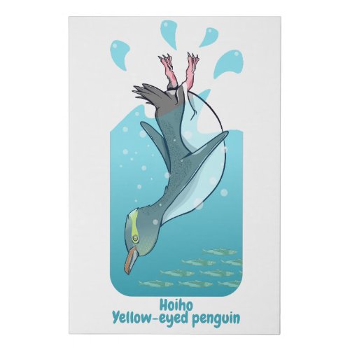 HOIHO YELLOW EYED PENGUIN SWIMMING FAUX CANVAS PRINT