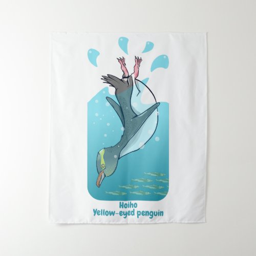 HOIHO YELLOW EYED PENGUIN SWIMMING TAPESTRY