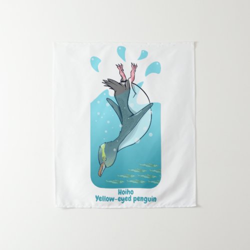 HOIHO YELLOW EYED PENGUIN SWIMMING TAPESTRY
