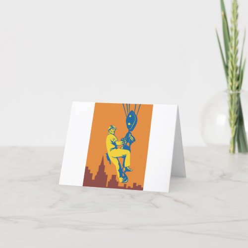Hoisted Construction Worker Thank You Card