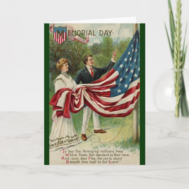 Hoisting the Flag on Memorial Day Card (Front)