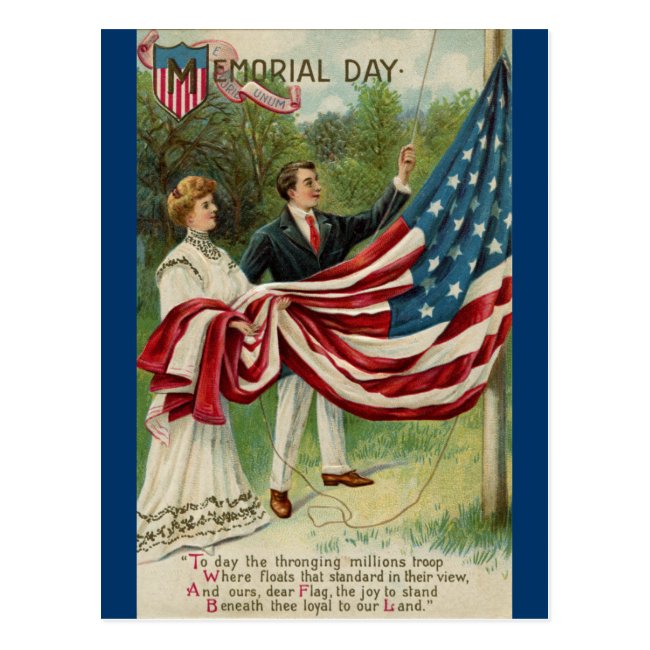 Hoisting the Flag on Memorial Day Postcard