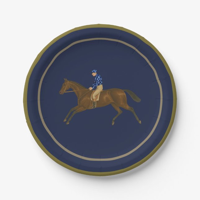 Hoity Toity Derby Party Plates, Navy Paper Plates (Front)