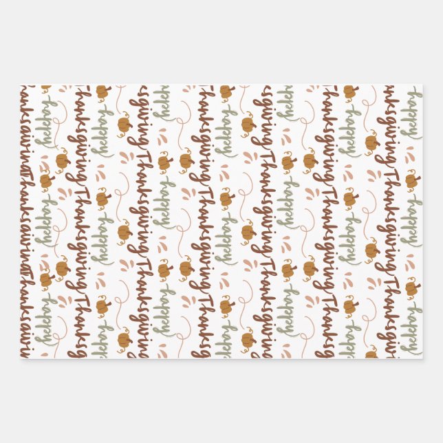 Hoja De Papel De Regalo Thanksgiving Gift Wrap – Celebrate in Style (Anverso)
