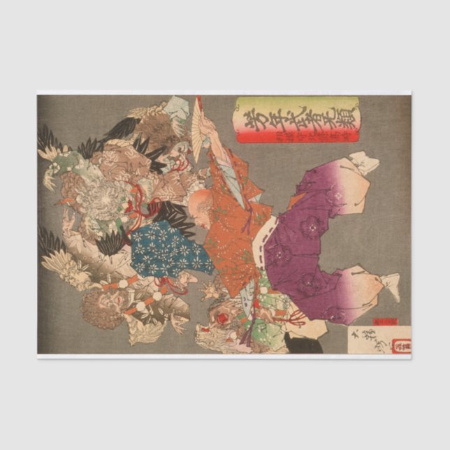 Hōjō Takatoki, Lord of Sagami, Warding Off Tengu  Tissue Paper (Front)