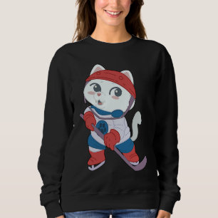 Hokey Cute Cat Player  Kids Sweatshirt