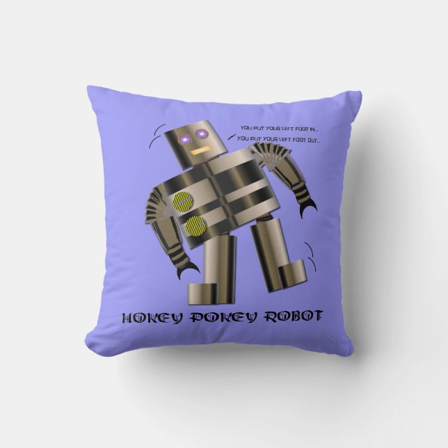 Hokey Pokey Robot Throw Pillow (Front)