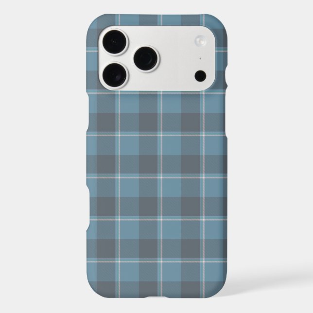 Hoki Blue and Shuttle Gray Plaid iPhone Case (Back)