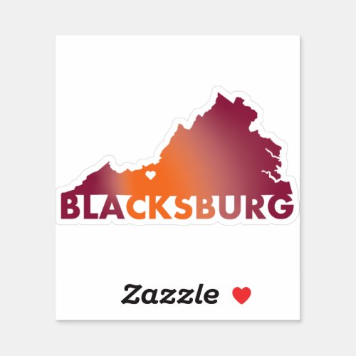 Hokie themed Blacksburg Va state sticker