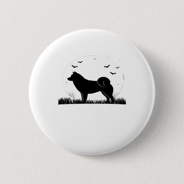Hokkaido Dog � Halloween Moon Silhouette Classic T Button (Front)