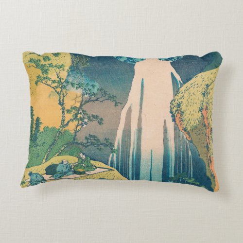 Hokusai Amida Falls Japan Waterfall  Accent Pillow