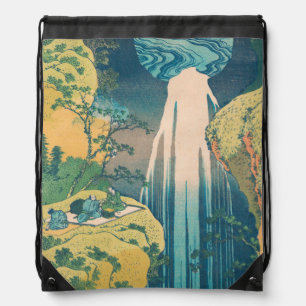 Hokusai Amida Falls Japan Waterfall Drawstring Bag