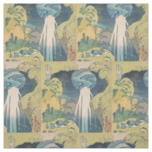 Hokusai Amida Falls Japan Waterfall  Fabric