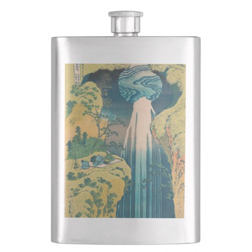 Hokusai Amida Falls Japan Waterfall  Flask