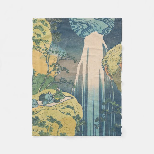 Hokusai Amida Falls Japan Waterfall  Fleece Blanket (Front)