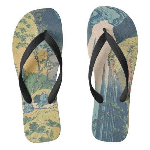 Hokusai Amida Falls Japan Waterfall  Flip Flops