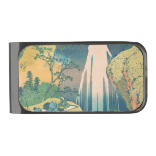 Hokusai Amida Falls Japan Waterfall Gunmetal Finish Money Clip
