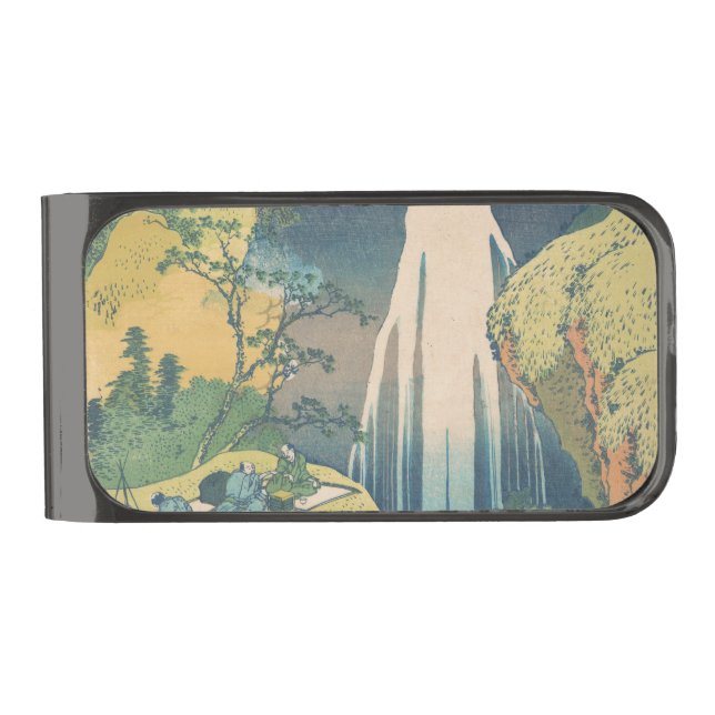 Hokusai Amida Falls Japan Waterfall  Gunmetal Finish Money Clip (Front)