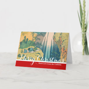 Hokusai Amida Falls Japan Waterfall Holiday Card
