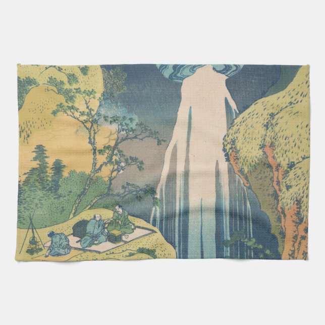 Hokusai Amida Falls Japan Waterfall  Kitchen Towel (Horizontal)