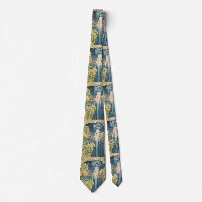 Hokusai Amida Falls Japan Waterfall  Neck Tie (Front)