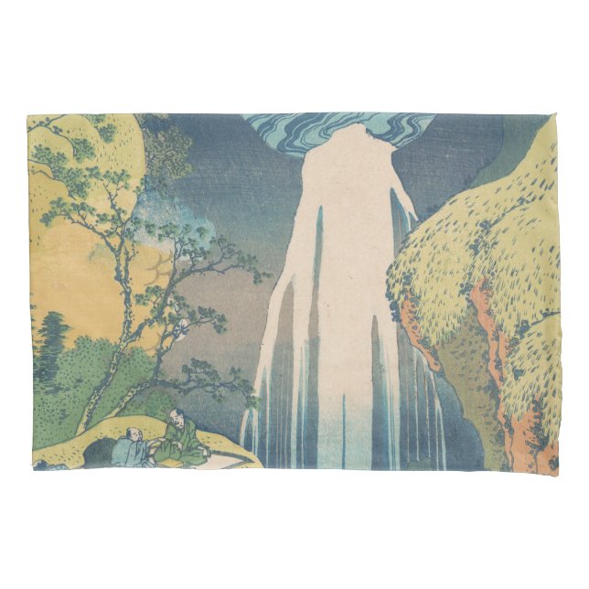 Hokusai Amida Falls Japan Waterfall  Pillow Case (Front)
