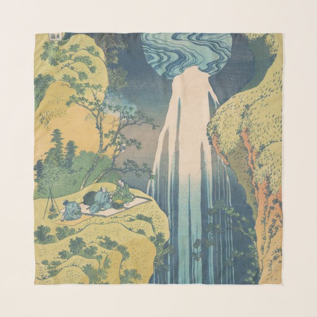 Hokusai Amida Falls Japan Waterfall  Scarf (Front)