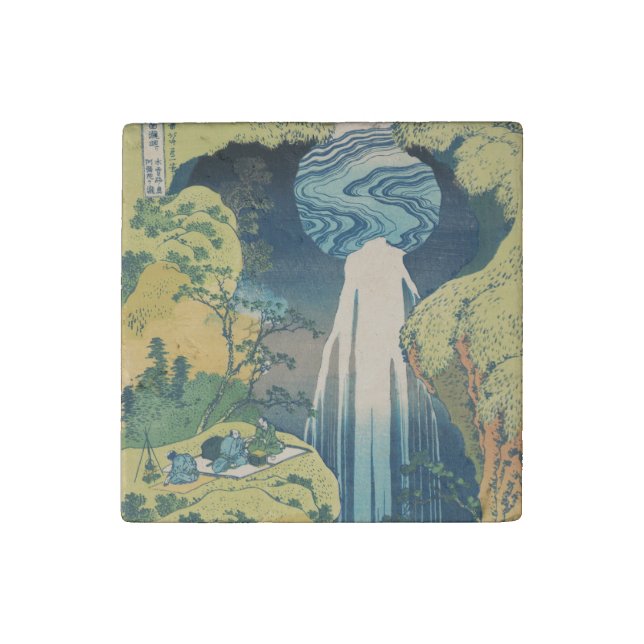 Hokusai Amida Falls Japan Waterfall  Stone Magnet (Fourth Magnet)