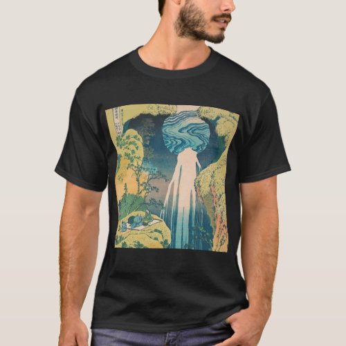 Hokusai Amida Falls Japan Waterfall  T_Shirt