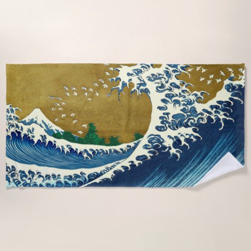 Hokusai Big Wave Japan Japanese Art Beach Towel