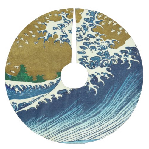 Hokusai Big Wave Japan Japanese Art Brushed Polyester Tree Skirt
