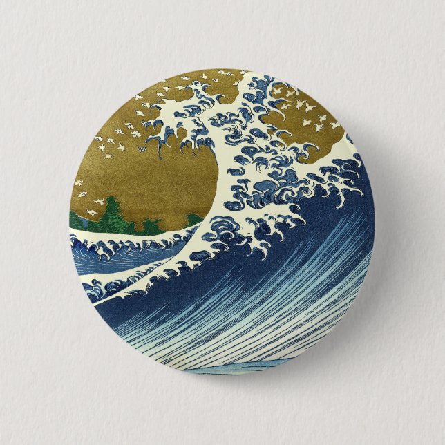 Hokusai Big Wave Japan Japanese Art Button (Front)