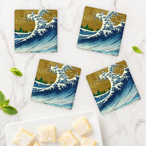 Hokusai Big Wave Japan Japanese Art Coaster Set