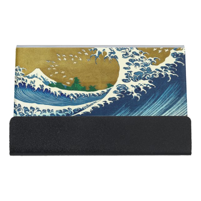 Hokusai Big Wave Japan Japanese Art Desk Business Card Holder (Front)