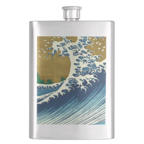 Hokusai Big Wave Japan Japanese Art Flask