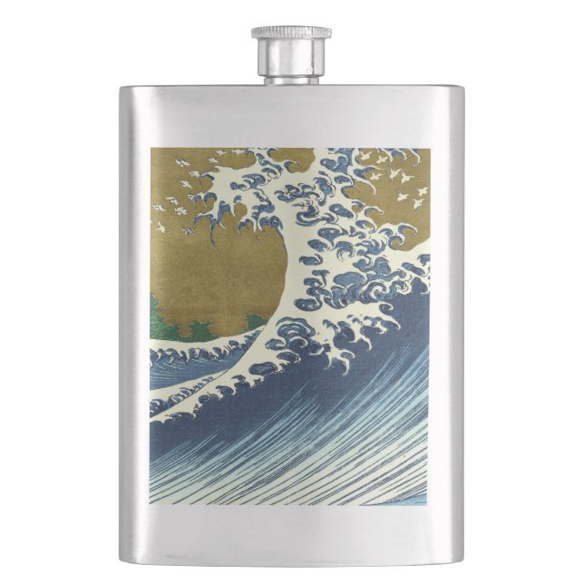 Hokusai Big Wave Japan Japanese Art Flask (Front)