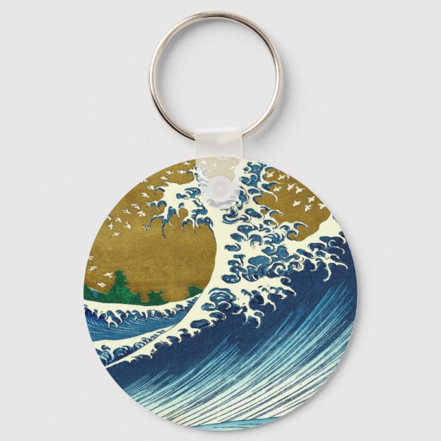 Hokusai Big Wave Japan Japanese Art Keychain (Front)