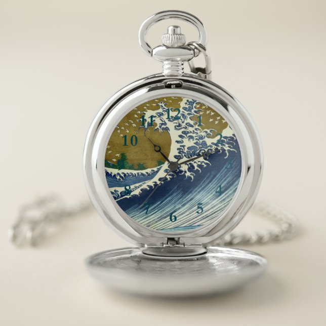 Hokusai Big Wave Japan Japanese Art Pocket Watch (Inside)